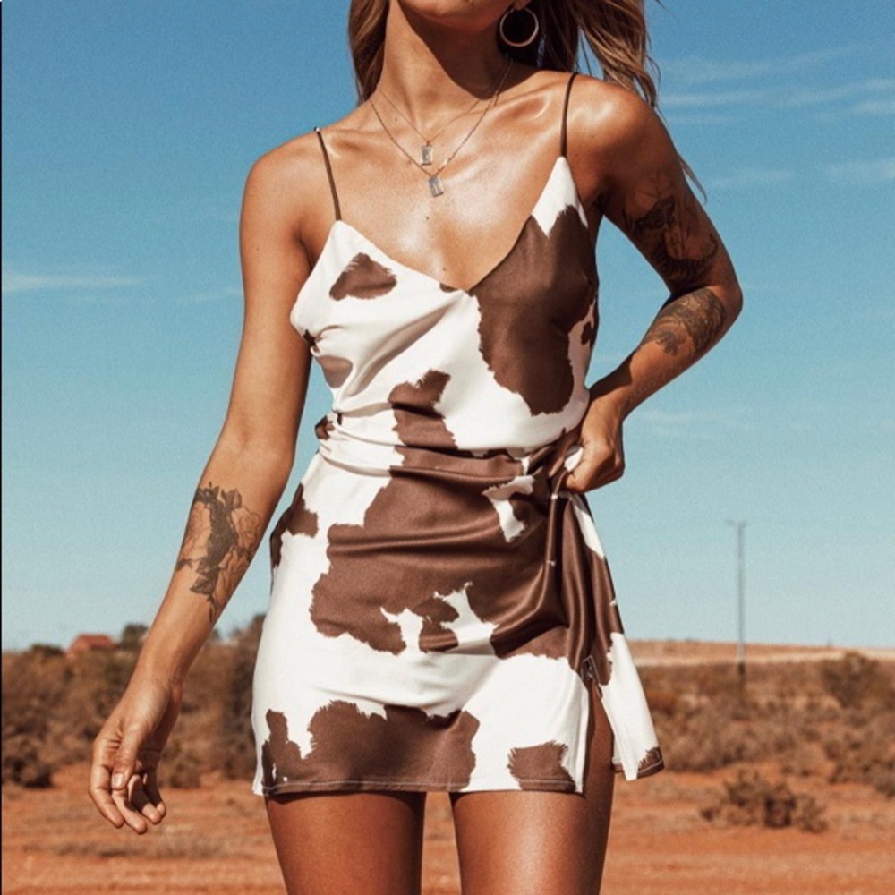 Princess Polly Cow Print Slipdress